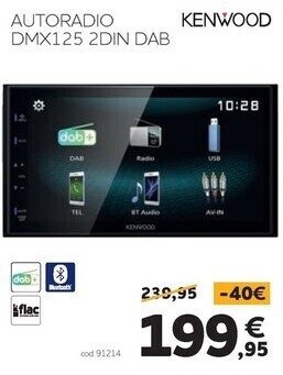 Norauto Kenwood autoradio dmx125 2din dab offerta