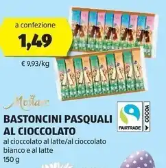 ALDI Monarc bastoncini pasquali al cioccolato offerta