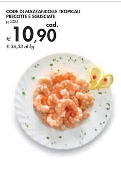 Code di mazzancolle tropicali precotte e sgusciate