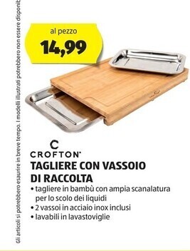 ALDI Crofton tagliere con vassoio di raccolta offerta