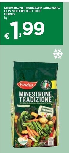 Bennet Findus minestrone tradizione surgelato con verdure igp e dop offerta