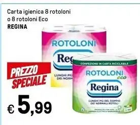 Iper La Grande Regina carta igienica 8 rotoloni offerta