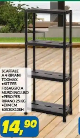 Risparmio Casa Scaffale A 4 Ripiani Toomax 60x30x138H offerta