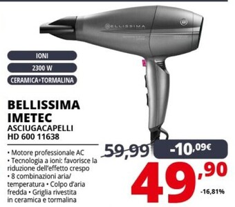 Comet Bellissima imetec asciugacapelli hd 600 11638 offerta