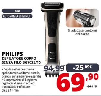 Comet Philips depilatore corpo senza filo bg7025/15 offerta
