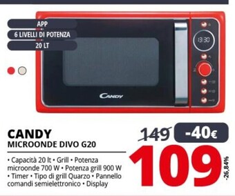 Comet Candy microonde divo g20 offerta