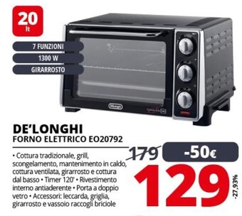 Comet De longhi forno elettrico eo20792 offerta