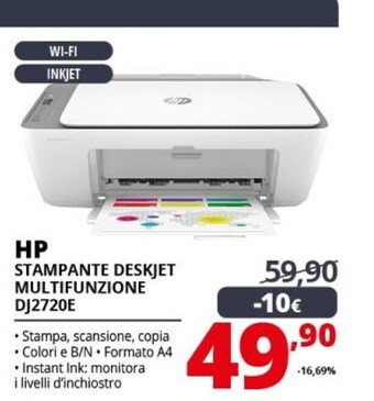 Comet Hp deskjet stampante multifunzione 2720e, colore, stampante per casa, stampa, copia, scansione, wireless + idonea a instant i offerta