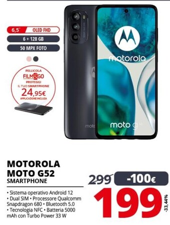 Comet Motorola moto g52 16,8 cm (6.6) dual sim ibrida android 12 4g usb tipo-c 6 gb 128 gb 5000 mah grigio offerta