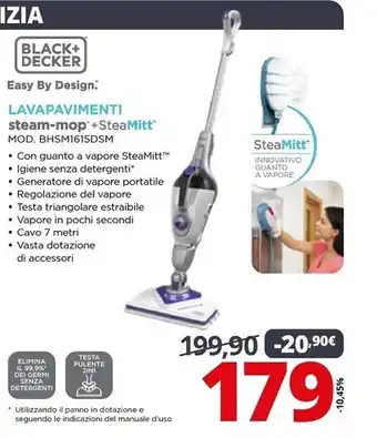 Comet Black & decker lavapavimenti steam - mop + steamitt bhsm1615dsm offerta