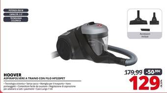Comet Hoover h-power 300 hp320pet 011 2 l a cilindro secco 850 w senza sacchetto offerta