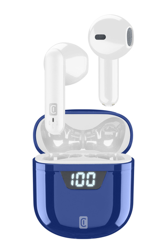 Cellularline seek auricolari bluetooth® dotati di display digitale con indicatore di batteria blu