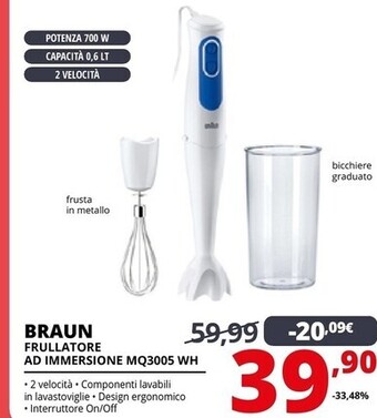 Comet Braun frullatore ad immersione mq3005 wh offerta