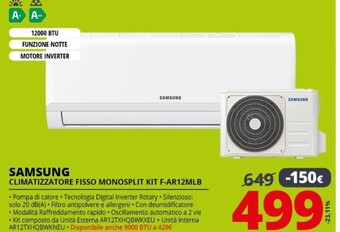 Samsung climatizzatore fisso monosplit kit f-ar12mlb