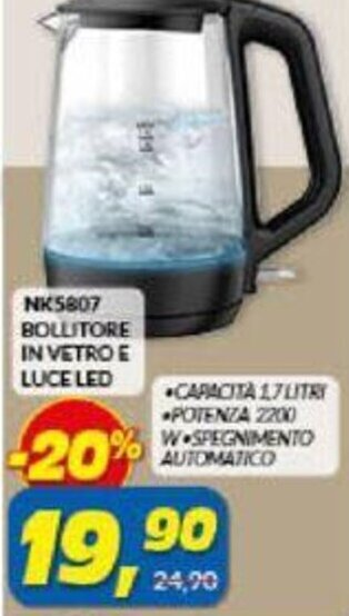 Risparmio Casa Bollitore in vetro e luce LED offerta