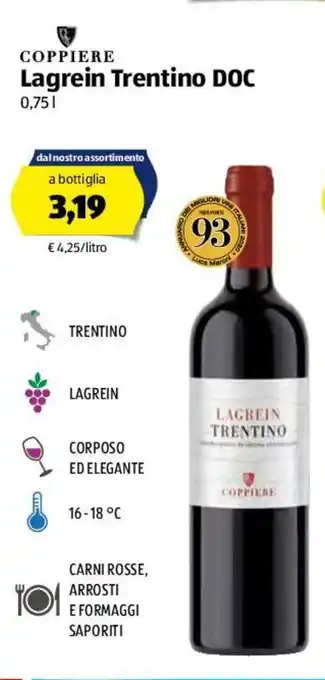 ALDI Coppiere Lagrein Trentino Doc 0,75l offerta