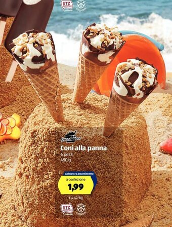 ALDI Grandessa Coni alla panna 6 pezzi 450g offerta