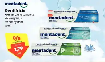 ALDI Mentadent Dentifricio 75ml offerta