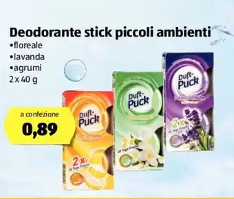 ALDI Deodorante stick piccoli ambienti 2x40g offerta
