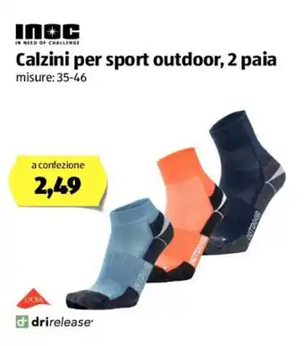 ALDI Inoc Calzini per sport outdoor, 2 paia offerta