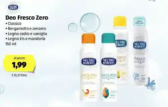 ALDI Neutro Roberts Deo Fresco Zero 150ml offerta