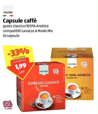 ALDI Amaroy Capsule caffè 16 capsule offerta