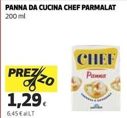 Coop Parmalat panna da cucina chef offerta