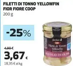 Coop Fior fiore coop filetti di tonno yellowfin offerta