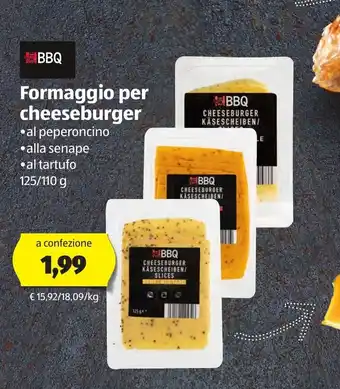 ALDI BBQ Formaggio per cheeseburger 125/110g offerta