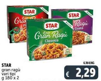 Deco Supermercati Star Gran Ragù g 180 x 2 offerta