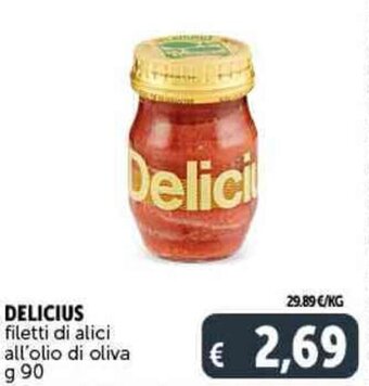 Deco Supermercati Delicius Filetti di Alici All'Olio di Oliva g 90 offerta