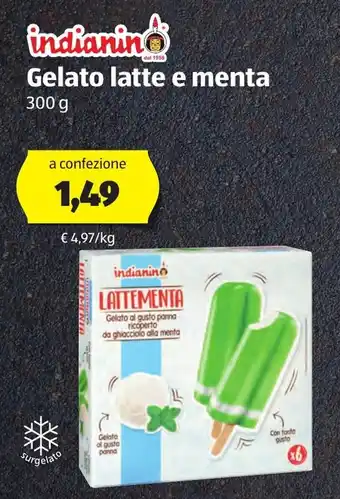 ALDI Indianin Gelato latte e menta 300g offerta