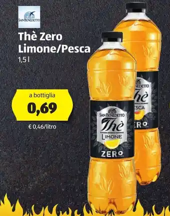 ALDI San Benedetto Thè Zero Limone/Pesca 1,5l offerta