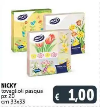 Deco Supermercati Nicky Tovaglioli Pasqua pz 20 cm 33 x 33 offerta