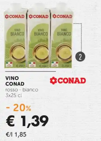 Conad Conad Vino Bianco 3x25 cl offerta
