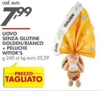 Italmark Witor's Uovo senza glutine golden/bianco + peluche 240 g offerta