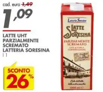 Italmark Latteria Soresina Latte UHT parzialmente scremato 1 l offerta