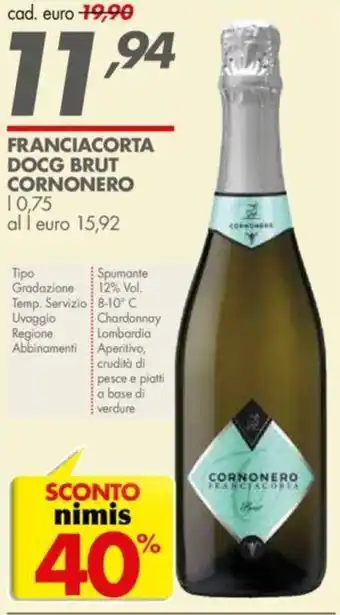 Italmark Franciacorta docg brut cornonero 0,75 l offerta