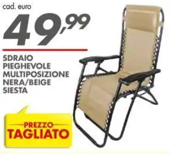 Sdraio pieghevole multiposizione nera/beige siesta
