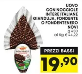 Panorama Novi Uovo con nocciole intere italiane gianduja, fondente o fondentenero 450 g offerta