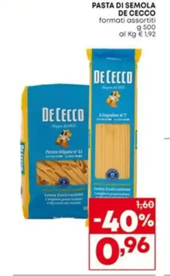 De Cecco Pasta di semola 500 gr formati normali