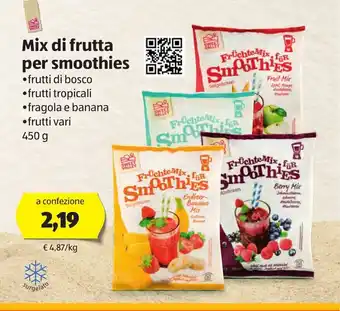 ALDI Sweet Valley Mix di frutta per smoothies 450g offerta