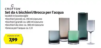 ALDI Crofton Set da 4 bicchieri/Brocca per I'acqua 1,3l offerta