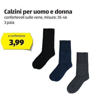 ALDI Calzini per uomo e donna 3 paia offerta