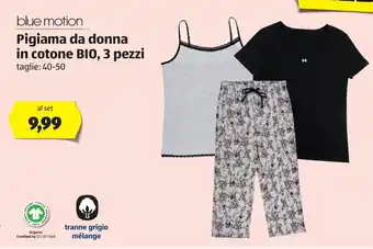 ALDI Blue Motion Pigiama da donna in cotone BIO, 3 pezzi offerta