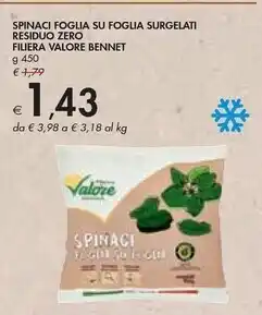 Bennet Filiera valore bennet - spinaci foglia su foglia surgelati residuo zero offerta