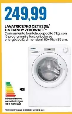Eurospin Candy lavatrice 7kg oz 1172de/1-s offerta