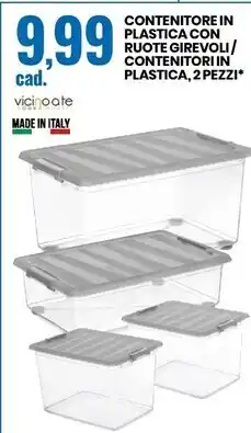 Eurospin Vicino a te contenitore in plastica con ruote girevoli/contenitori in plastica, 2 pezzi offerta