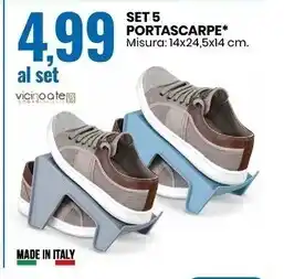 Eurospin Vicino a te set 5 portascarpe offerta