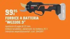 OBI Worx - forbice a batteria “wg330e.9” offerta